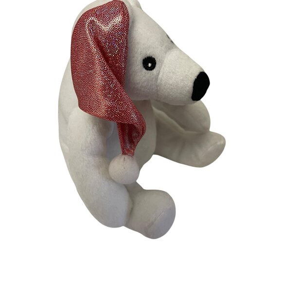 Kohls Holiday Polar Bear Plush Toy With Red Santa Hat 10" Tall White Soft Polyes - Picture 5 of 6